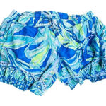 Lilly Pulitzer  Bright Blue Green White Colorful Ocean Pull On Drawstring Shorts Photo 0