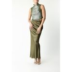 Cult Gaia Chantel Skirt in Cedar Green Large New Womens Satin Long Maxi Photo 11