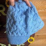 Obermeyer Knit Wool Visor Hat Cap Slouch Baby Blue Fleece Lined One Size Photo 0