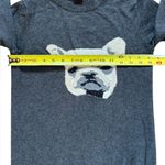Joe Fresh  Wool Sweater Gray and White French Bulldog Frenchie Crewneck Womens XS Photo 5
