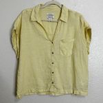 Rachel Zoe  100% Linen Yellow Button Down Shirt, Sz Large Photo 0