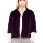 Club Monaco Dark Wine Purple Faux Fur Open Jacket Women Size M Photo 0