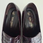 Vintage Nino Cerruti Loafers Womens 6 Croc Embossed Leather Square Toe Oxblood Black Photo 14