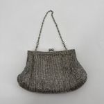 La Regale Vintage  Silver Beaded Clutch Bag Evening Satin Small Photo 8