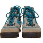 Vasque VTG Hiking Boots Teal Blue Beige Suede Padded Cuff Ankle Lace Up Trail 9 Photo 1
