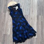 NWT yigal azrouel 2016 collection blue laced leather trim midi dress Black Size 10 Photo 1