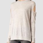 All Saints Elton Cream Merino Wool Sweater XS Cut Out Shoulder Lightweight Photo 6