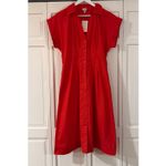 A New Day NWT red pleated gathered waist collared shirt dress M red Photo 2