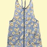 SO  Denim Dress Jumper Floral Sunflower Zip Front M Medium Photo 0
