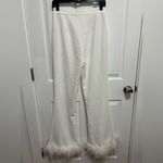 Nasty Gal  White Flare Pants with Faux Fur Trim Photo 5