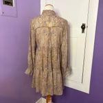 Elan  NWT Paisley‎ Dress Tie Neck Long Sleeve Tiered Mini Dress Size Medium Photo 2