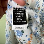 SheIn Milkmaid Babydoll Cottagecore‎ 3XL Floral Ruffle V Neck Midi Dress Blue White Photo 7