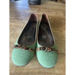 J.Crew Women’s Green Wool Ballet Flats Leather Lining and Chain Detail, Sz 7 Green Photo 1