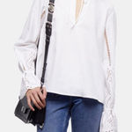 The Kooples White Blouse With Broderie Anglaise Long Sleeve Top Sz 2 (M) NEW Photo 0