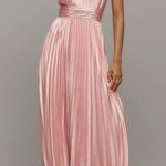 Mac Duggal NWT 26992 Halter Pleated Maxi Dress in Pink Photo 0