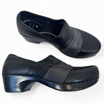 Dansko  Black Grey Leather Slip On Clogs Womens 7 Nursing Shoes Comfort Classic Photo 0