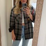 Free People  | We The Free Anneli 100% cotton Plaid Shirt Jacket Spanish Olive Photo 4