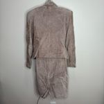 Lord & Taylor 100% Silky Pig Suede Brown Set Skirt Blazer size 10 / 12 vintage Tan Photo 1