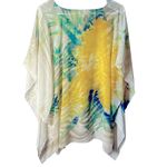 Chico's Chico’s‎ Paula Floral Poncho #570139445 Size Small/Medium Green Yellow Tropical Photo 6
