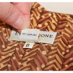 Evan Picone Vintage Evan-Picone Silk Blouse Artsy Office Brown Geo Print Button Back‎ Size 8 Photo 3