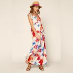 Anthropologie Skies Are Blue Floral V Neck Tie Strap Maxi Dress Size L Photo 5