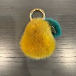 Faux Fur Pear Keychain Bag Charm Yellow Photo 1
