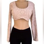 NWT Offline by Aerie Beige Real Cropped Long Sleeve Bra Top Paisley Print, Size Tan Size L Photo 1