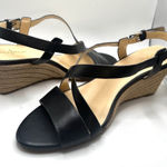 Cole Haan Women's  Black Leather Taylor Wedge Sandals Size 9.5 Photo 0