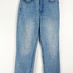 Princess Polly High Rise Fray Hem Five Pockets Blue Denim Jeans, Size 10 Photo 0