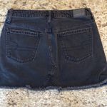 American Eagle  Black Denim Distressed Button Fly Skirt Photo 5