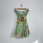 Rococo Sand | Resort Ruched Strapless Floral Mini Dress in Green Blue Size M Photo 2