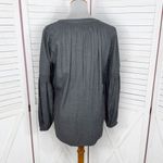 Loft  V Neck Pop Over Boho Peasant Blouse Long Sleeve Denim Gray Small Photo 3