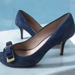 LOUISE ET CIE Blue Suede Bow Heels size 37.5/7.5 Photo 0