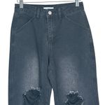 Forever 21 Denim Joggers Womens 25 Black Distressed High Rise Streetwear Grunge Photo 1