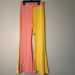 Love Shack Fancy  Flores Pants Citrus Cupcake‎ Medium Pink Yellow Flare Ribbed Photo 1