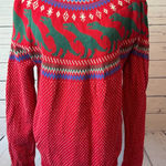 Modcloth fair isle Ugly Christmas Sweater XL Extra Large dino Knit Dinosaur Ski Photo 0