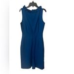 J.Crew  Suiting Wool Blend Ruffle Neck Sheath Dress, Blue Size 0 Photo 4