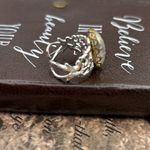 Handmade Purple Floral Pressed Flower Ring Adjustable Silver Band Photo 5