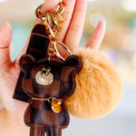 New Damier style checkered print key fob keychain SAME DAY SHIPPING Brown Photo 0