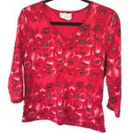 American Vintage Vintage Red Art Girl Sexy Hippie Ruched Stretchy Charmed V-Neck Blouse Gilmore Photo 0