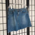 Anthropologie Anthro Per Se Distressed Mini Aline Raw Hem Denim Jean Skirt Blue 6 Medium Photo 3