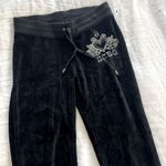 BCBGMAXAZRIA BCBG Vintage Y2K 90s Black Rhinestone Cotton Velour Sweatpants Small Photo 2