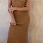 Verge Girl VRG GRL Brown Crochet Maxi Dress Photo 0