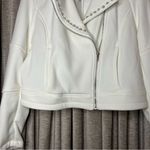 Cupcakes and Cashmere NWT  White Studded Asymmetrical Zip Bomber Jacket Size Medium Photo 4