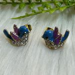 & Other Stories Dainty Blue Purple Bird faceted rhinestones Earrings Photo 2