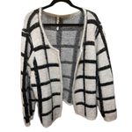 Ny Collection Black Off-White Windowpane Eyelash Open Front Cardigan Sz … Photo 7