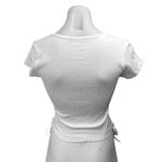 Brandy Melville  White Crinked Faux Wrap Short Sleeve Ruched Crop Blouse Top Sz S Photo 1