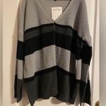 Davi & Dani NWT  Plus Gray and Black Striped Cardigan Sweater Size 1X Photo 0