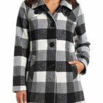 A Byer A. Byer Plaid Coat Womens M Black White Gray Classic Preppy Winter Old Money Photo 0