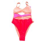 Xhilaration Orange and Pink Open Belly One Piece Swimsuit with Cut-Out Design Photo 2